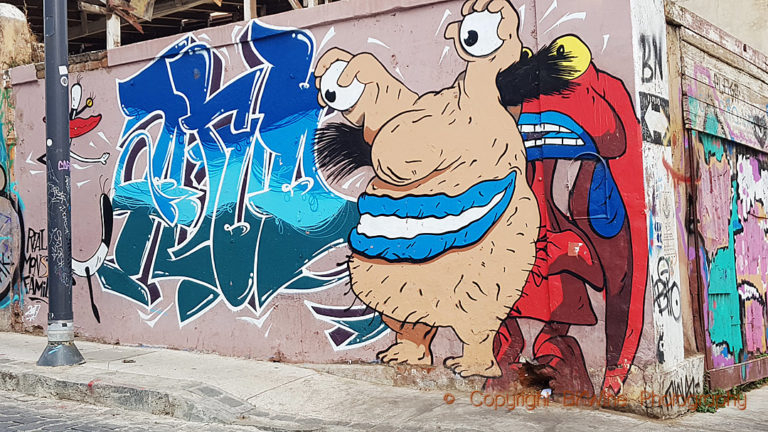 Street art, graffiti, in Valparaiso in Chile
