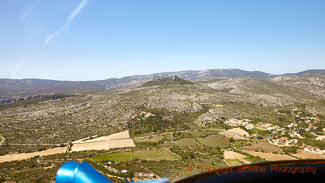 Viewing the Vallee de l'Agly in Roussillon from a helicopter