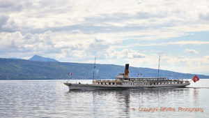 A boat on Lake Geneva, Lac Leman, Switzerland