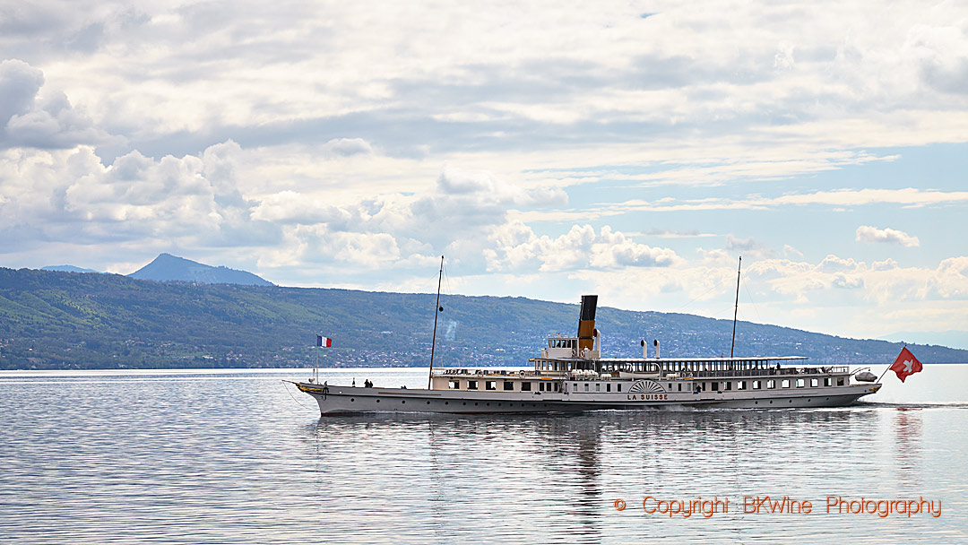 A boat on Lake Geneva, Lac Leman, Switzerland