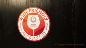 "Wine Friendly" sign on a restaurant in Chisinau, Moldova