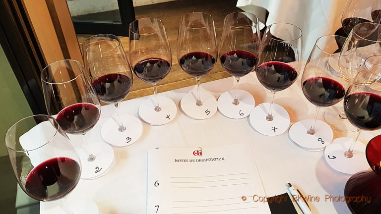 Tasting wine aged nine different vessels from Domaine Gayda