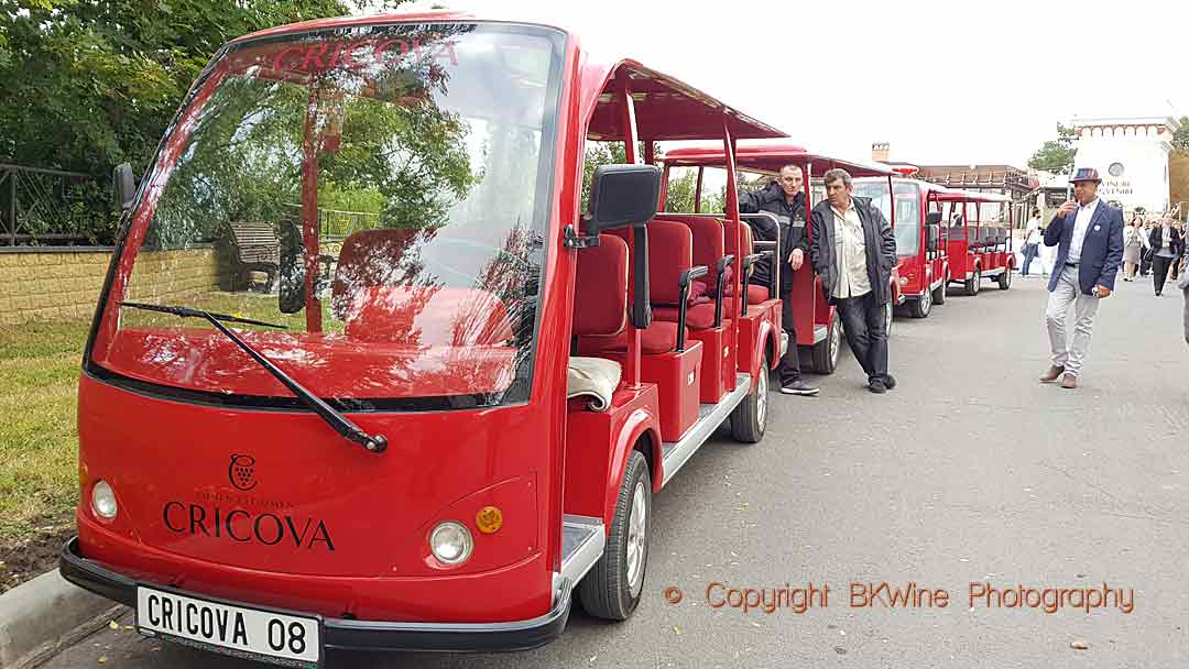 Electric carts take you into the tunnels at Cricova, Moldova