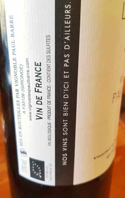 Leeloo, Vin de France 2017, Chateau La Grave, Fronsac (Vignoble Paul Barre)