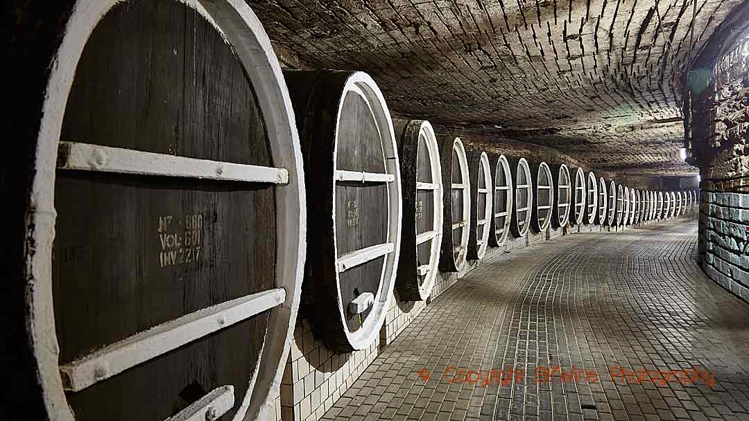 Thousands of wine barrels in the tunnels at Milestii Mici, Moldova