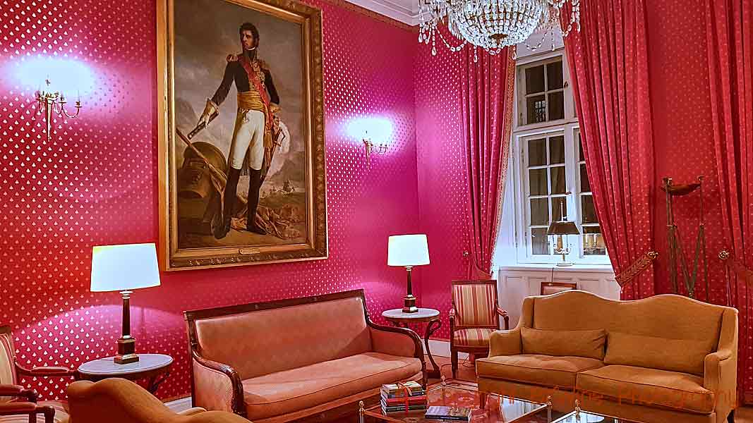 The portrait of Karl XIV Johan, and the BKWine books on the table, at the French ambassador's residence