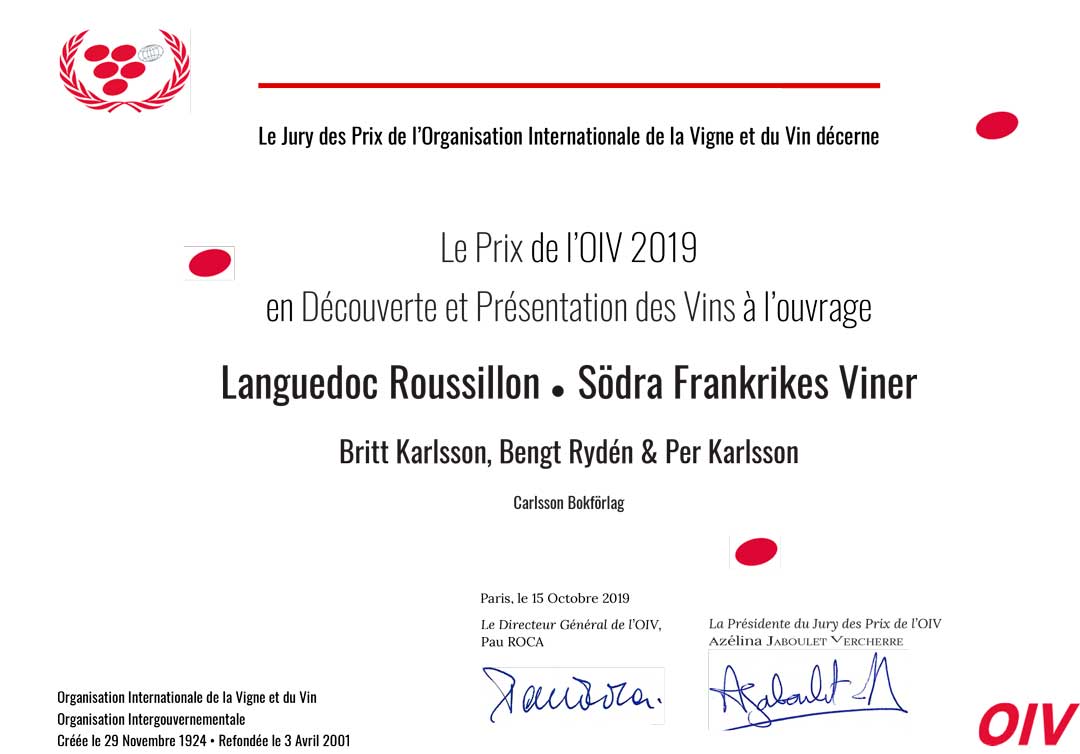 OIV Book Awards 2019 Certificate, Languedoc-Roussillon