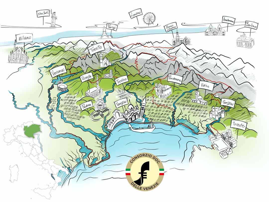 Map of delle Venezie pinot grigio region