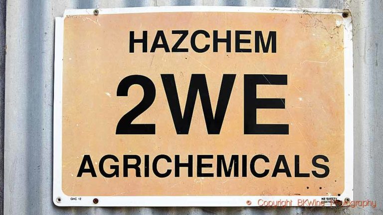 Warning sign "hazchem", some products used in vineyards can be dangerous