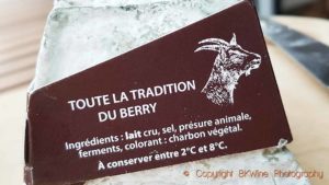 A goat cheese, chèvre, with a list of ingredients on the packaging