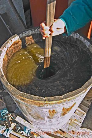 Biodynamic dynamiser, manual, showing a vortex before the chaos at Domaine Fontedicto, Languedoc