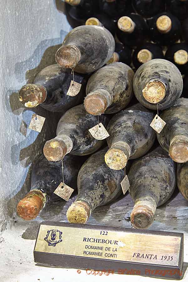 Bottles of Richebourg 1935 from Domaine de la Romanee Conti in the Cricova cellar in Moldova
