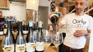 Alexandre Carreira serving Portuguese wines at the Cork wine bar in Stockholm