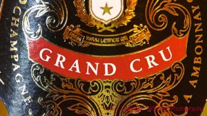 "Grand cru" on the label of a bottle of champagne