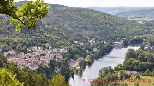 Cahors landscape along the Lot River in the Southwest, France