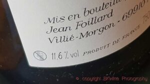 Beaujolais nouveau 2023 from Jean Foillard with 11.6% alcohol