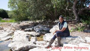 Jeanne Vito, vigneronne (winemaker) at Springfontein vineyards, at the spring, Stanford, Walker Bay, South Africa