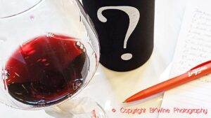 Tasting blind with a wine hidden in a sock with a question mark