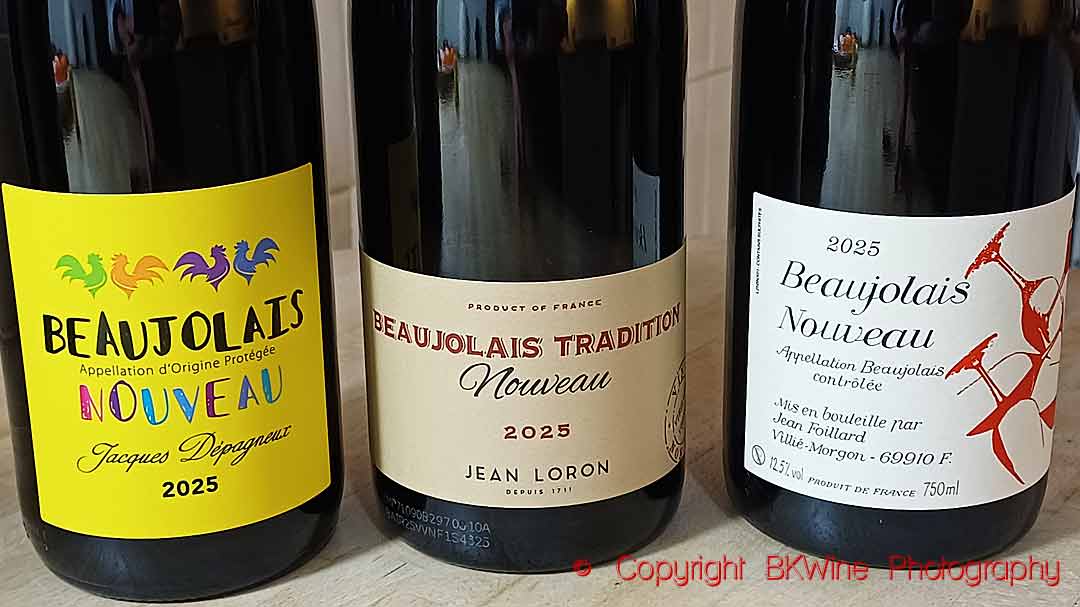 Three versions of Beaujolais Nouveau, Depagneux, Loron and Foillard